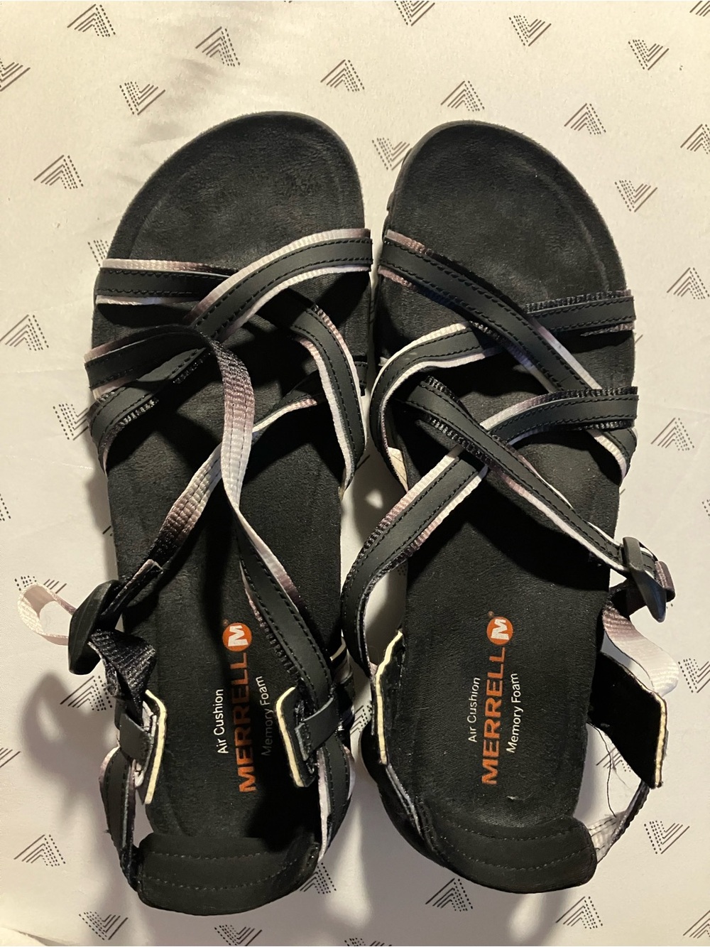 Merrell Women 8.5/9 Terran Ivy Lattice Sandal Strappy Black Comfort - Ombré